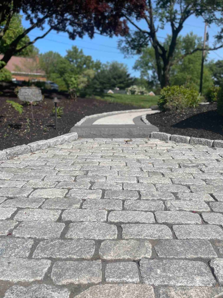 Custom Stone Brick Walkway by First Class Lawn Care