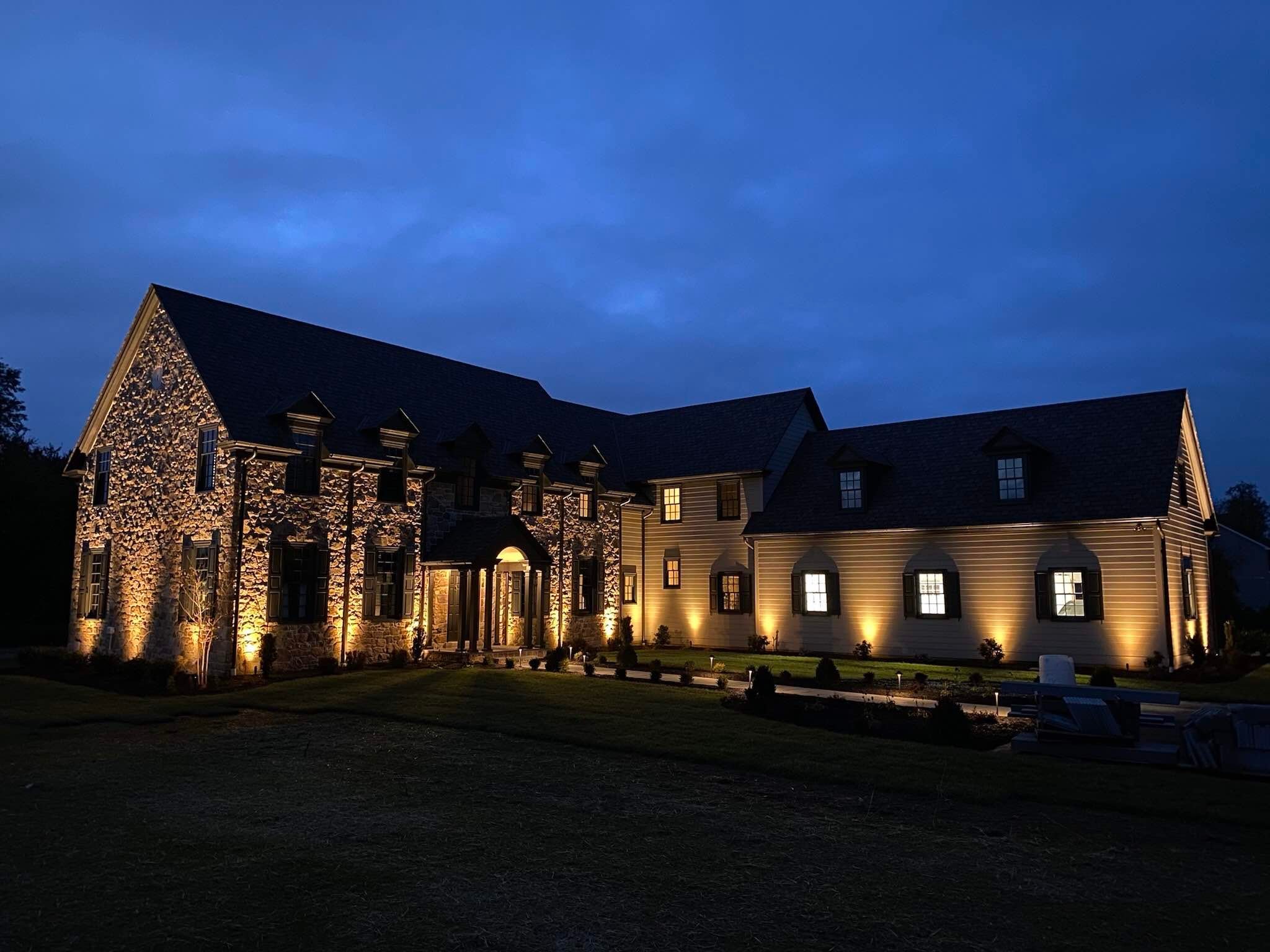Exterior View of Custom Outdoor Lighting By First Class Lawn Care