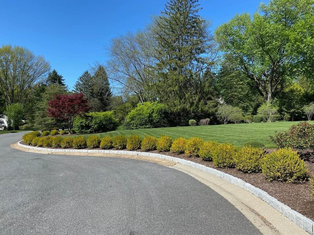 Landscaped Front Lawn From Road By First Class Lawn Care